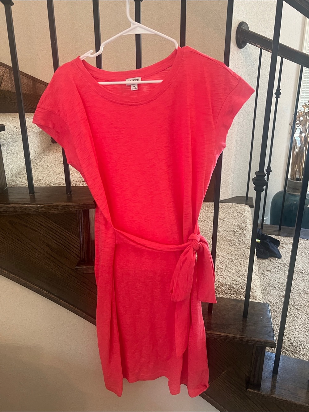 J. Crew Coral-Pink Tie-Waist Mini Dress